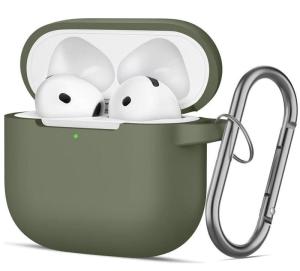 Чехол для наушников 4 с карабином силикон серо-зеленый