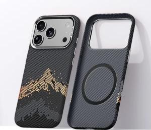 Чехол накладка для iphone 17 6.3 SULADA Auspicious карбон пластик с магнитом черный полосы горы