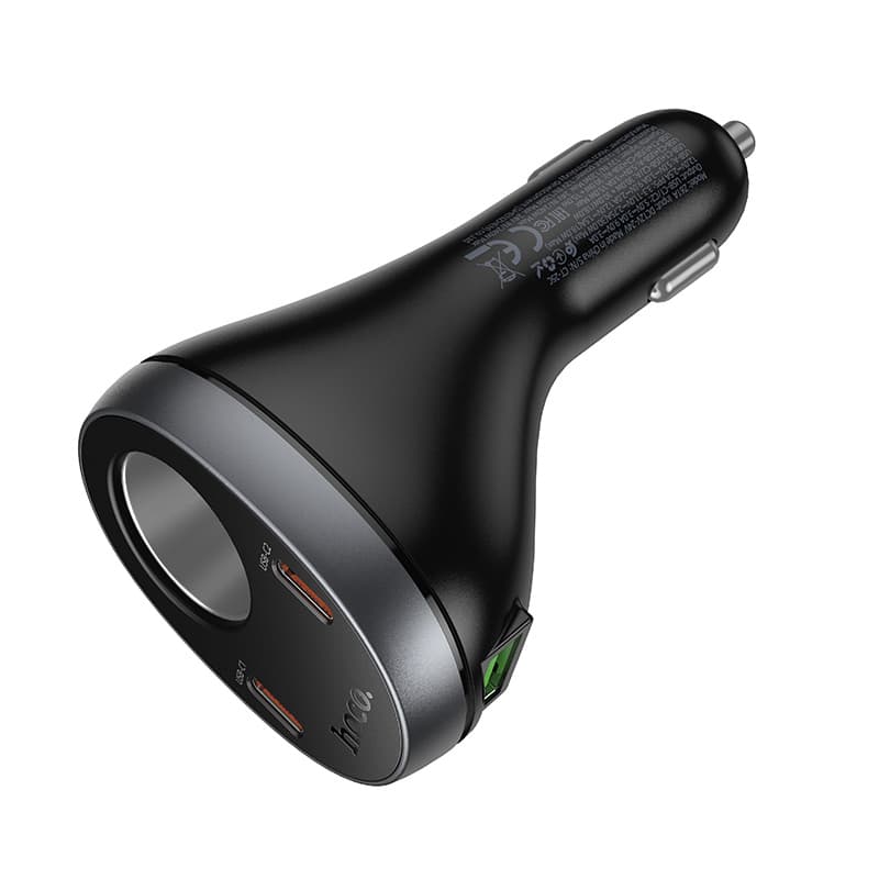 фото Разветвитель HOCO Z61A 60W LED 1 прикуриватель + 2 PD 30W USB QC3.0 черный с дисплеем