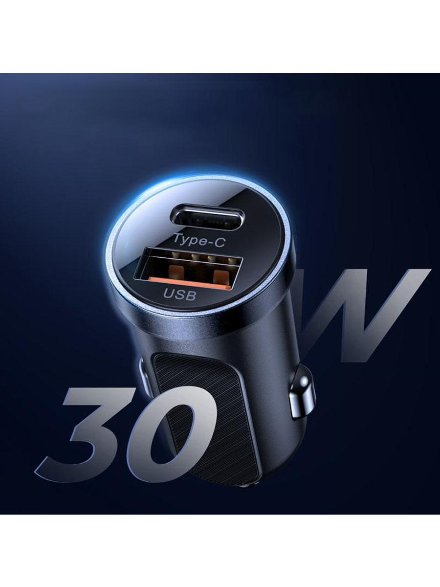 Изображение Автомобильное зарядное устройство Joyroom C-A08 PD 30W+QC3.0 / Type-C USB-C+USB черное фото Автомобильное зарядное устройство Joyroom C-A08 PD 30W+QC3.0 / Type-C USB-C+USB черное