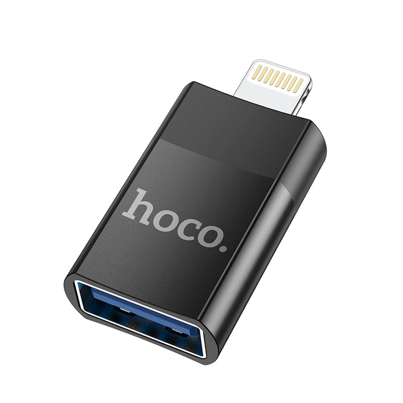 Адаптер переходник OTG с Lightning (M) на USB 2.0 (F) Hoco UA17 черный