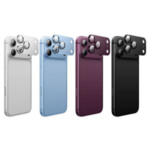 Защитное стекло на камеру для iphone 18 Pro Max 6.9 HOCO V16 3D с металлической пластиной вишнево-красная