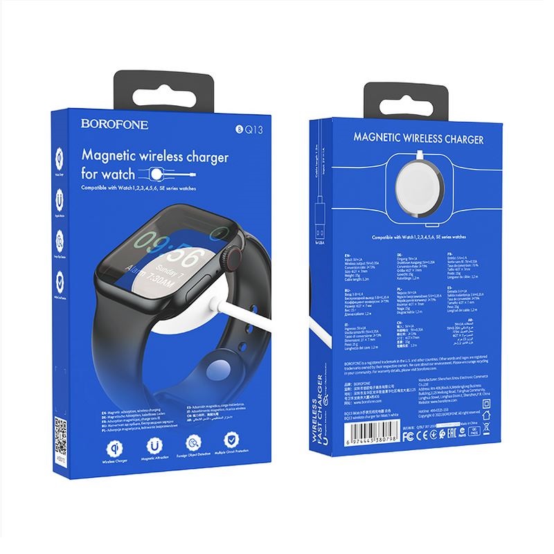 Магнитное зарядное устройство кабель для часов Apple Watch Borofone BQ13 белое