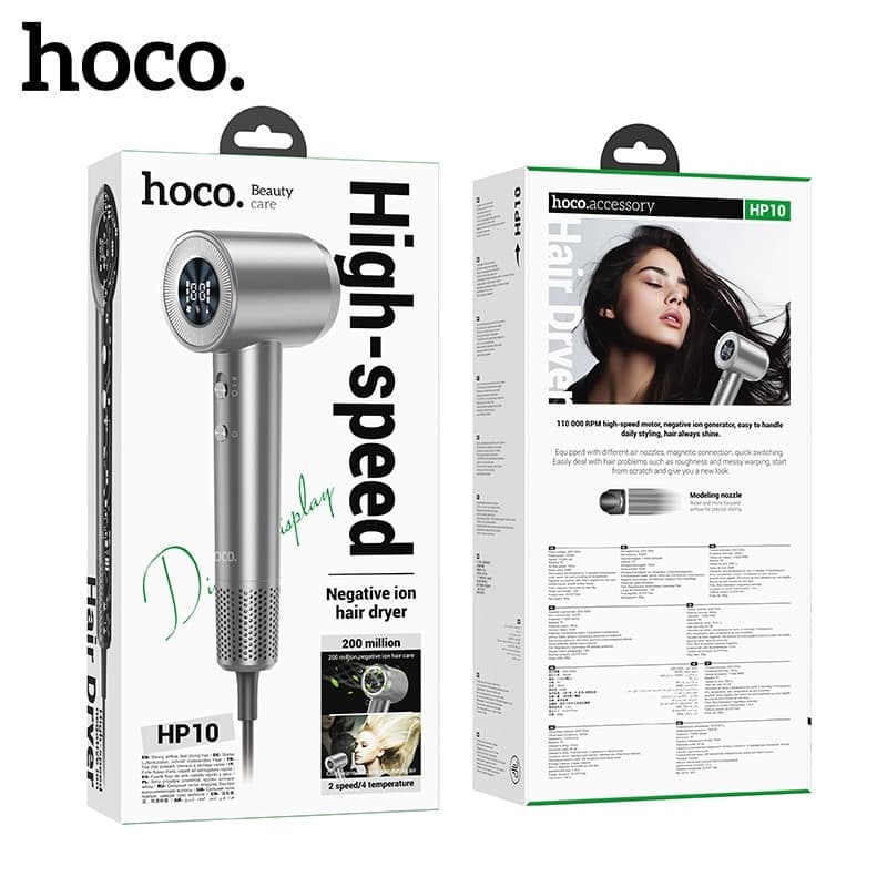 Фен для волос Hoco HP10 с отрицательными ионами с дисплеем белый Фен для волос Hoco HP10 с отрицательными ионами с дисплеем белый