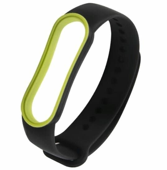Ремешок для Mi Band 5/Mi Band 6/Mi Band 7 Red Line двухцветный черный с желтой окантовкой