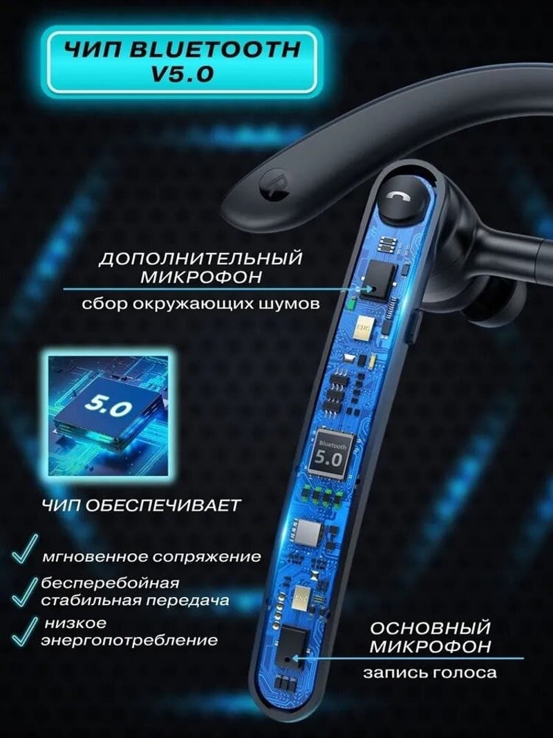 Изображение BT Блютуз-гарнитура HOCO S19 металл серая фото BT Блютуз-гарнитура HOCO S19 металл серая