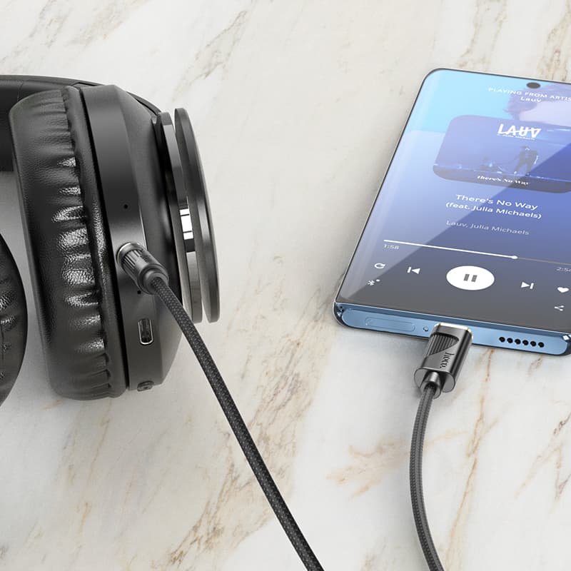 Кабель Aux Jack 3.5 - Type-C USB-C HOCO UPA30 1м плетеный черный Кабель Aux Jack 3.5 - Type-C USB-C HOCO UPA30 1м плетеный черный