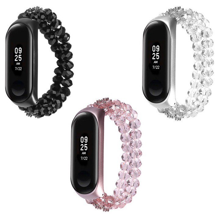 Ремешок для Mi Band 3 CBXM340 Crystal Beads с бусинами White