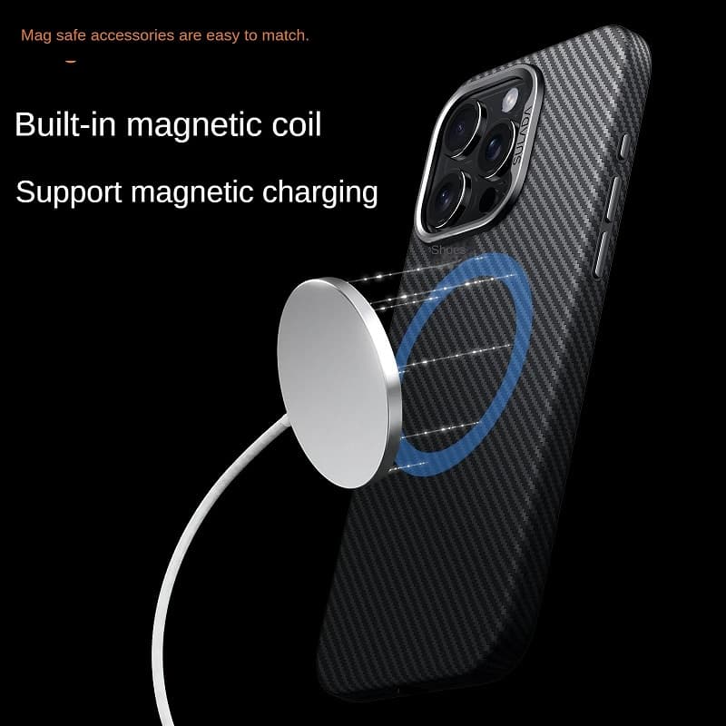 фото Чехол накладка для iphone 15 Pro Max (6.7) SULADA Gentleman карбон пластик черный с магнитом для magsafe