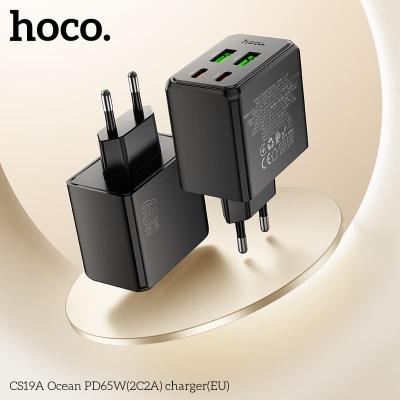 Сетевое зарядное устройство Адаптер Блок питания HOCO CS19A PD 65W+QC3.0 / 2 Type-C USB-C+2USB черный