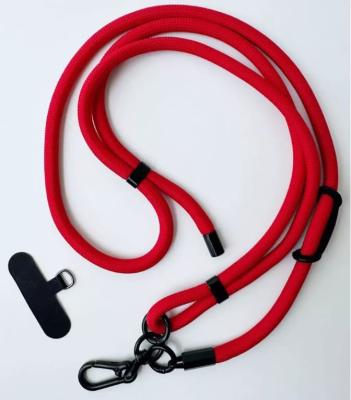 Шнурок держатель для телефона на шею регулируемый с карабином 140см красный