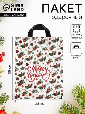 Пакет "Новогодний стиль" полиэтиленовый с петлевой ручкой 28х35 см 50 мкм SimaLand