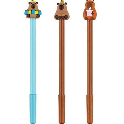 Ручка с игрушкой капибара синие чернила (C71)