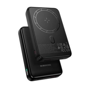 Внешний аккумулятор повербанк Power bank Borofone BJ82A 10000mAh PD 20W с беспроводной зарядкой черный