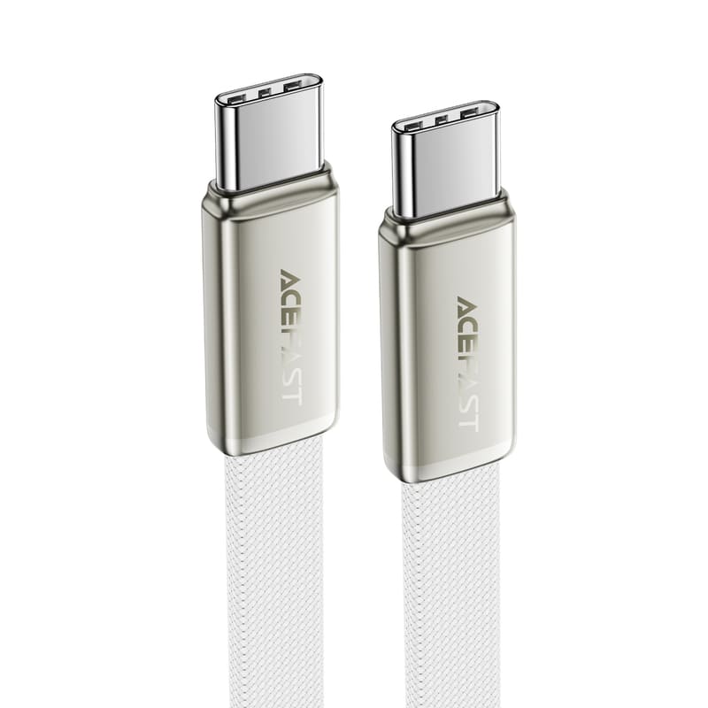 Кабель для зарядки Type-C to Type-C Acefast C24-03 60W 1.2м в тканевой оплетке плоский белый