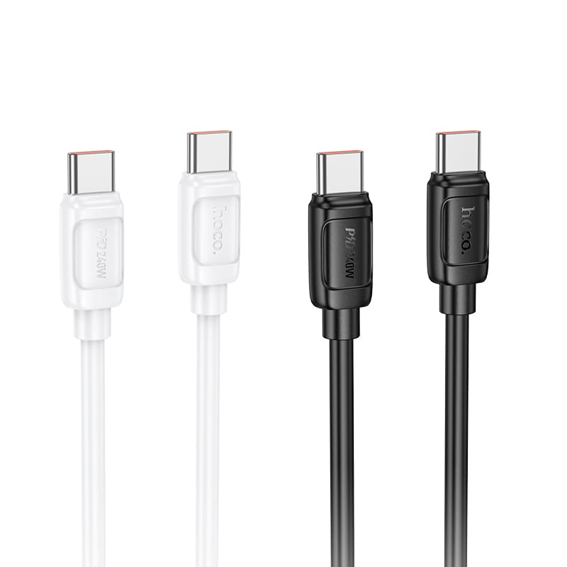 Кабель для зарядки Type-C to Type-C HOCO X115 240W 5A 1м силиконовый черный