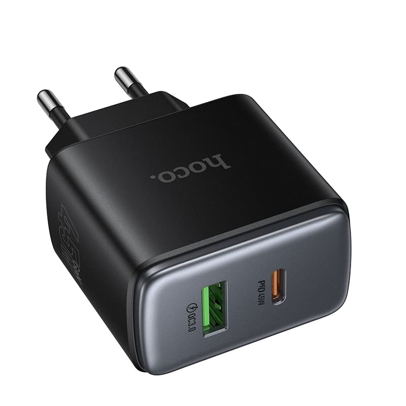 фото Сетевое зарядное устройство Адаптер Блок питания HOCO C158A PD 45W+QC3.0 / Type-C USB-C+USB черное