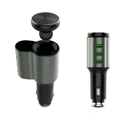 BT Блютуз-гарнитура LDNIO CM21 + USB зарядка Авто 3USB 4.2A черная