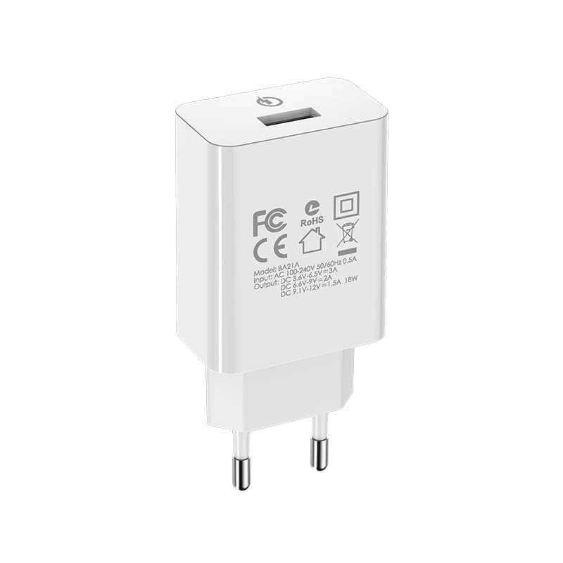 фото Сетевое зарядное устройство Адаптер Блок питания Borofone BA21A USB QC3.0 18W белое