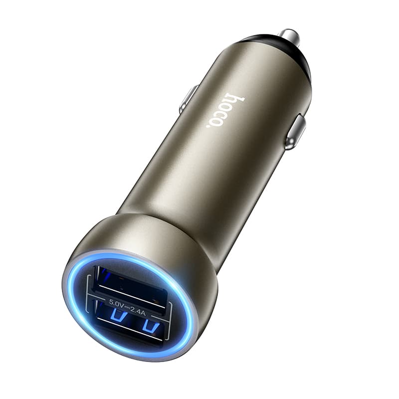 фото Автомобильное зарядное устройство HOCO Z54 2USB 15.5W серый металл