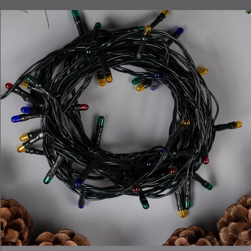 Гирлянда светодиодная 5 м провод темный LED-50 220V свечение мульти 8 режимов (1585772)