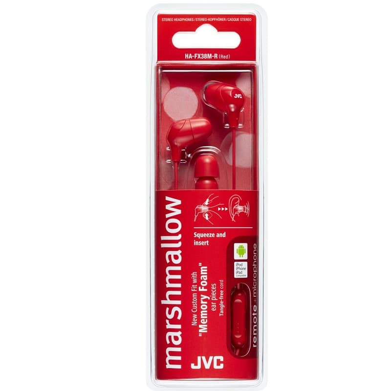 фото Наушники проводные с микрофоном JVC Marshmallow HA-FX38M-R-E красные