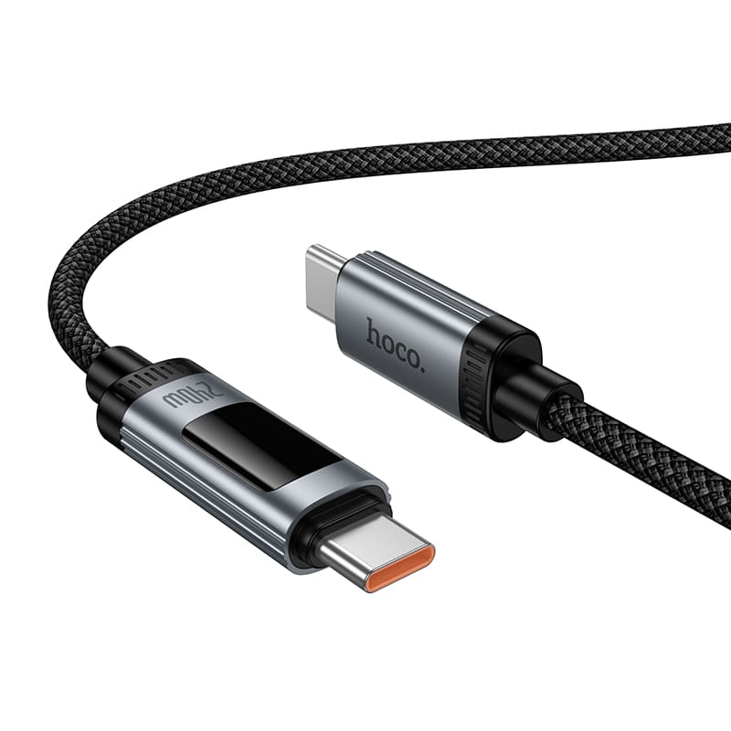 Кабель для зарядки Type-C to Type-C HOCO U148 240W 1.2м с дисплеем в оплетке черный