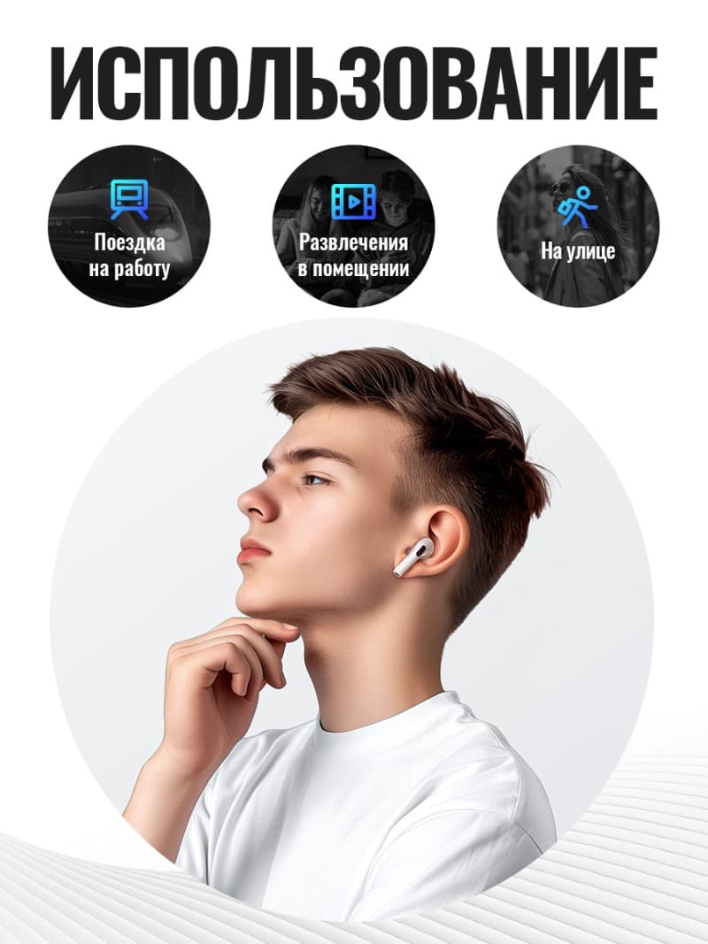 фото Наушники беспроводные Borofone BW76 Brocade с сенсорным экраном белые