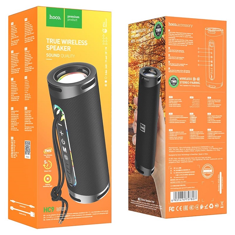 Колонка блютуз HOCO HC9 Dazzling черная 1800mAh