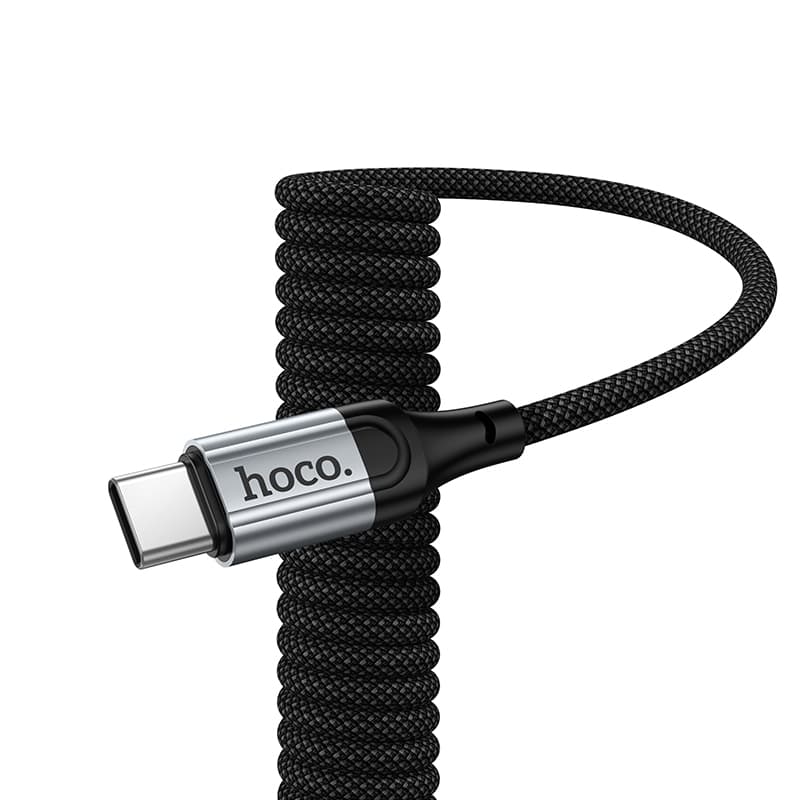 Кабель для зарядки Type-C USB HOCO X121 1.5м 3A пружина в оплетке черный