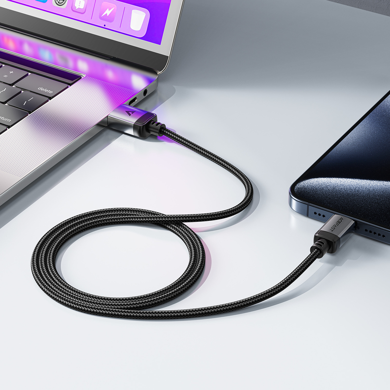 Кабель для зарядки Type-C USB Acefast C20-04 3A 1.2м в тканевой оплетке черный