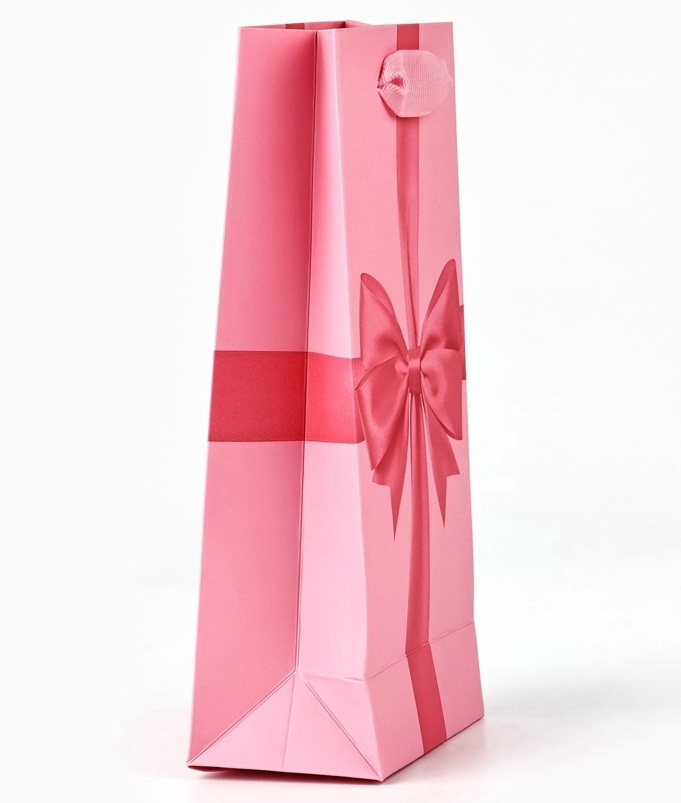 Пакет подарочный ламинированный Розовый бант 10х22х6 см SimaLand 10620777 
