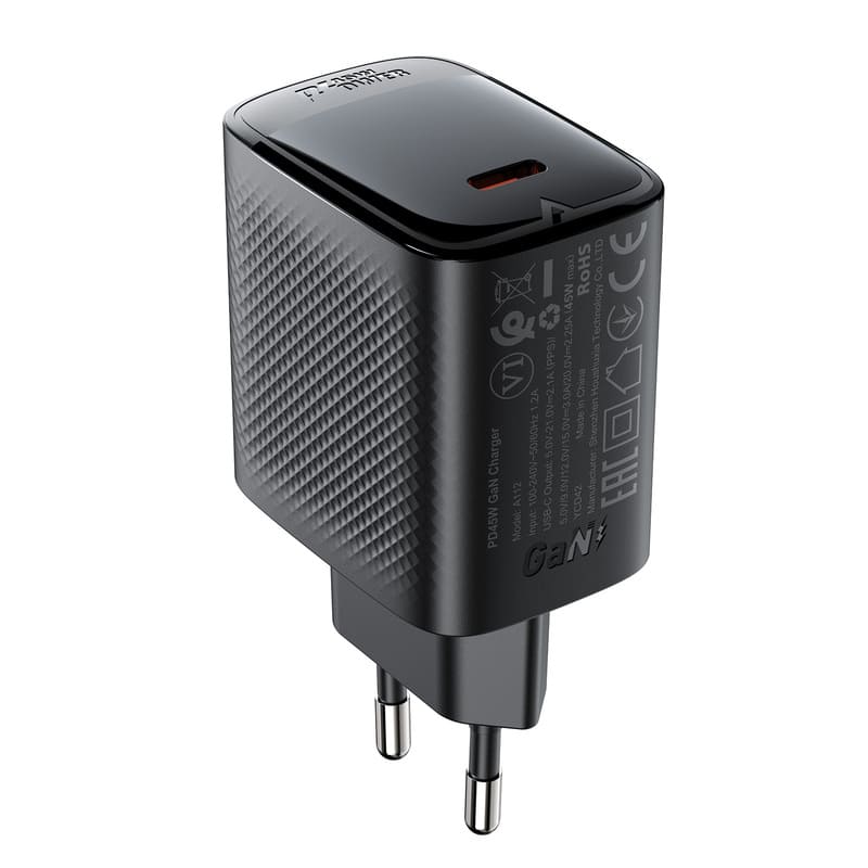 фото Сетевое Зарядное устройство Адаптер Блок питания Acefast A112 PD 45W GaN USB-C черное 