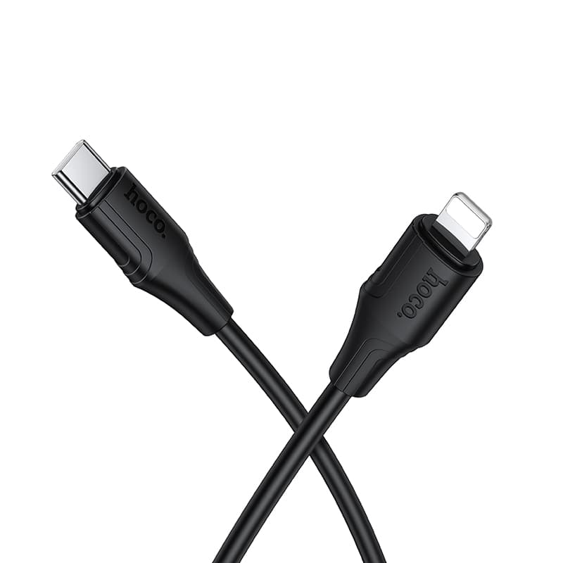 Кабель для зарядки iP Lightning to Type-C HOCO X124 PD 27W 1м огнестойкий силиконовый черный