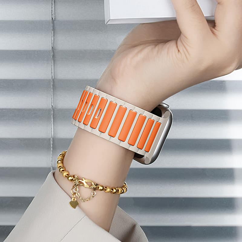 Ремешок для Apple Watch 38/40/41mm HOCO WA31 Flexible series two-color силикон бежево-оранжевый (starlight with orange)