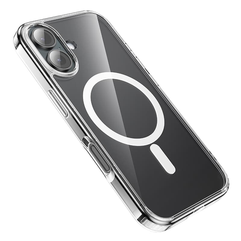 фото Чехол накладка для iphone 16 Plus 6.7 HOCO защита углов силикон+пластик с магнитом матовая белая