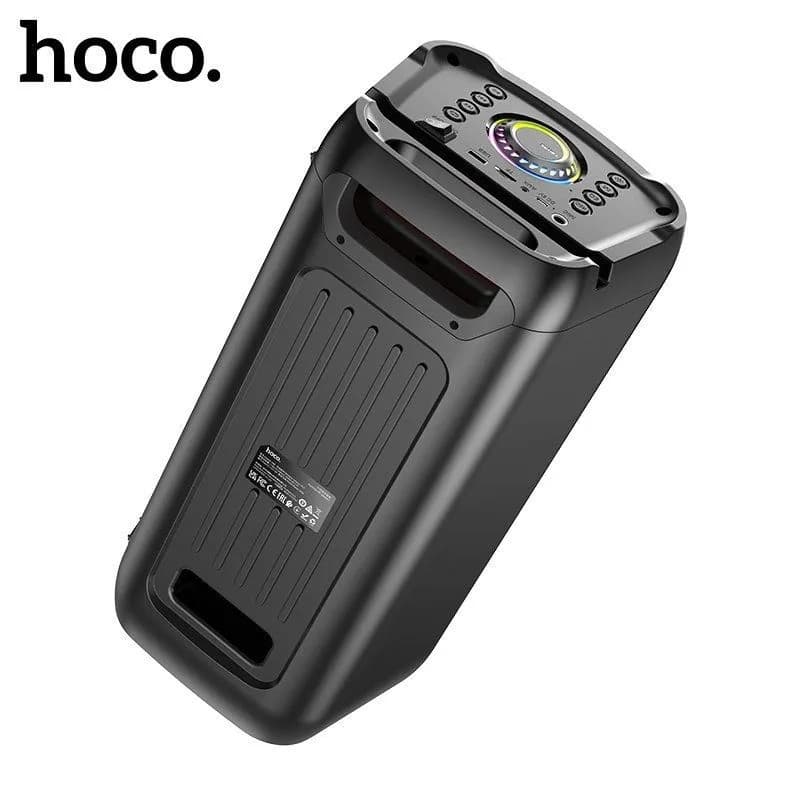 Колонка блютуз с микрофоном караоке HOCO HA6 LED многофункциональная черная 4500mAh