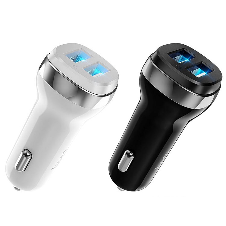 фото Автомобильное зарядное устройство + кабель Lightning 8 pin HOCO Z40 2USB 2,4A  белый