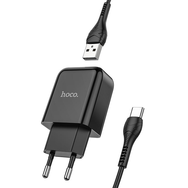 фото Сетевое зарядное устройство + кабель Type-C HOCO N2 1USB 2.1A черный