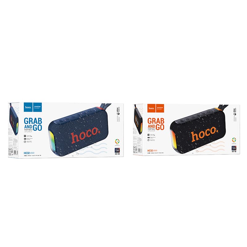 Колонка блютуз HOCO HC32 LED влагозащищенная темно-синяя 1500mAh