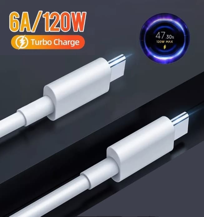 Кабель для быстрой зарядки Type-C USB to Type-C USB Xiaomi Mi 6A / 120 Вт 100см белый Кабель для быстрой зарядки Type-C USB to Type-C USB Xiaomi Mi 6A / 120 Вт 100см белый