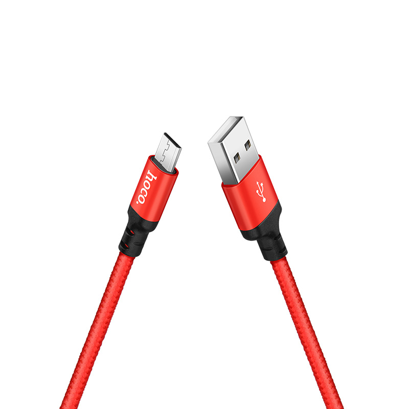 Кабель для зарядки Micro USB HOCO X14 2м плетеный красно-черный