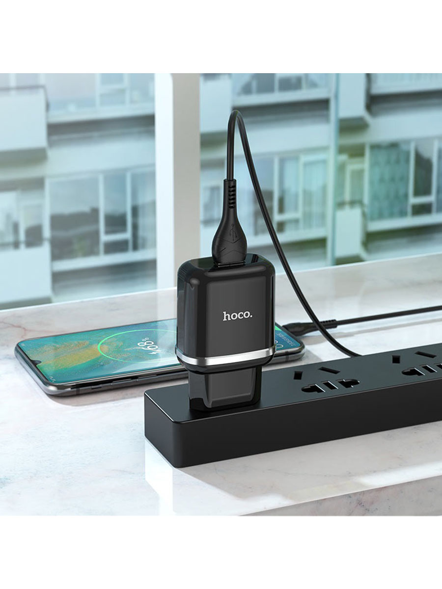 фото Сетевое зарядное устройство + кабель Type-C HOCO N3 1USB QC3.0 18W черный