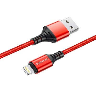 Кабель для зарядки iphone Lightning Borofone BX54 плетеный красный