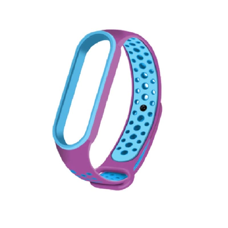 Ремешок для Mi Band 5/Mi Band 6/Mi Band 7 Sport фиолетово-голубой с голубым ободком 