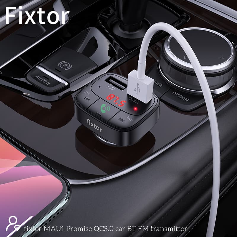 Изображение FM трансмиттер bluetooth модулятор Fixtor MAU1 USB + USB QC3.0 черный сайта akstel.ru фото FM трансмиттер bluetooth модулятор Fixtor MAU1 USB + USB QC3.0 черный