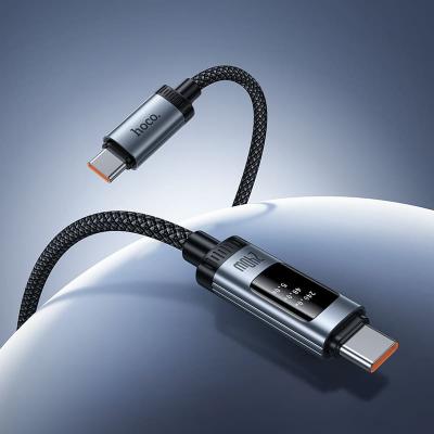 Кабель для зарядки Type-C to Type-C HOCO U148 PD 240W 1.2м с дисплеем в оплетке черный