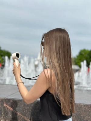 Мини вентилятор ручной настольный Hoco HX63 LED 2000mAh белый 