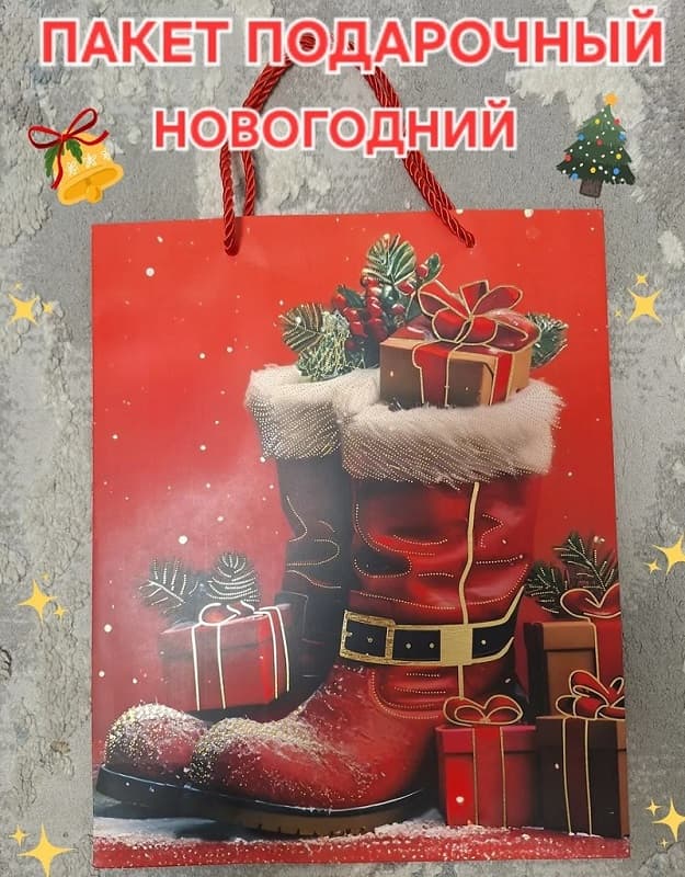 Пакет подарочный Новогодний 18х10х23 см YXL-1807S