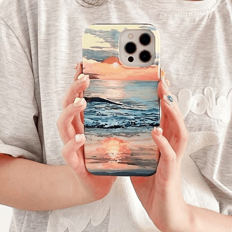 фото Чехол накладка для iphone 14 Pro Max (6.7) силикон+пластик пейзаж рассвет на море